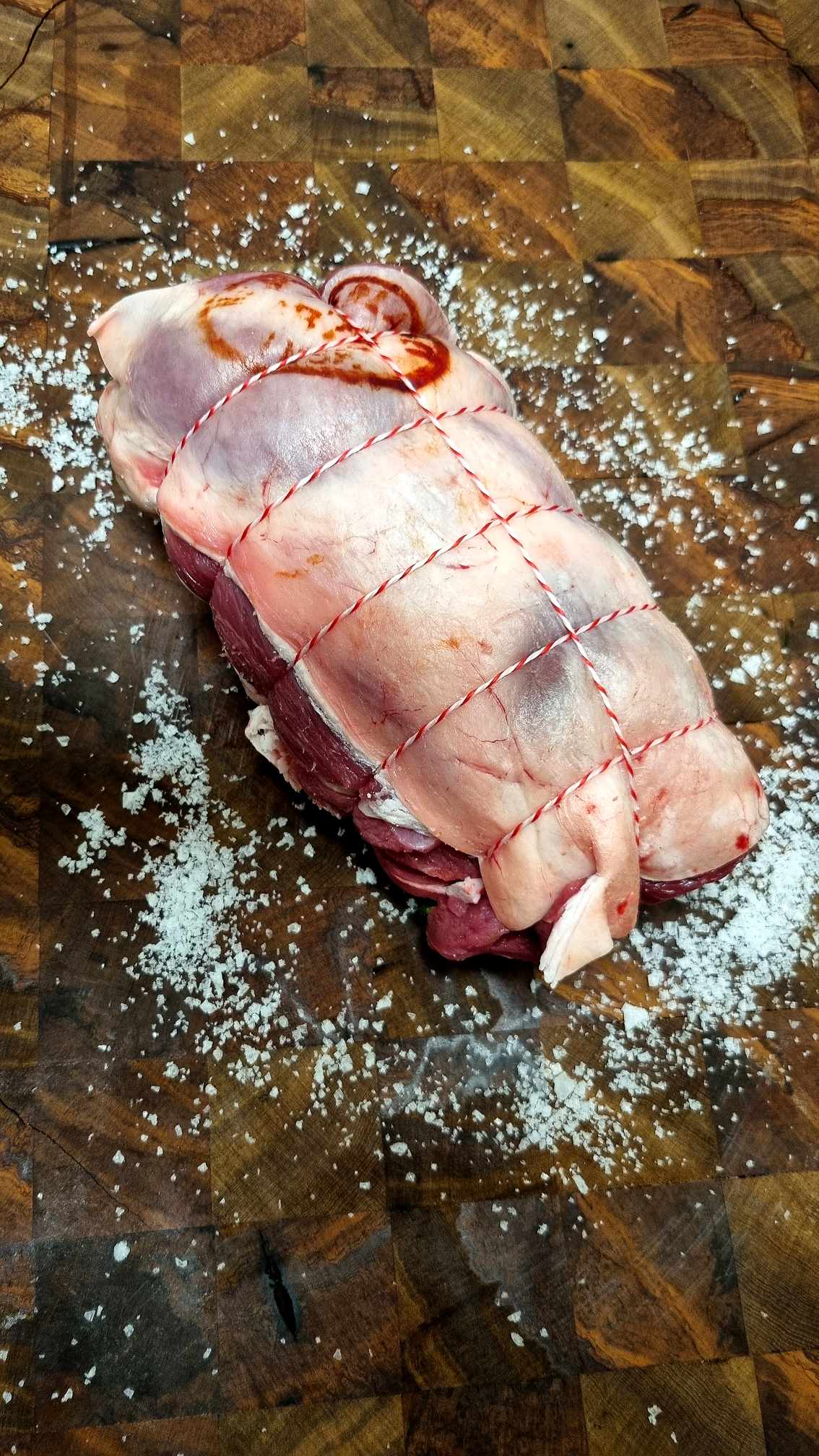 Garden herb & spinach stuffed boneless lamb leg