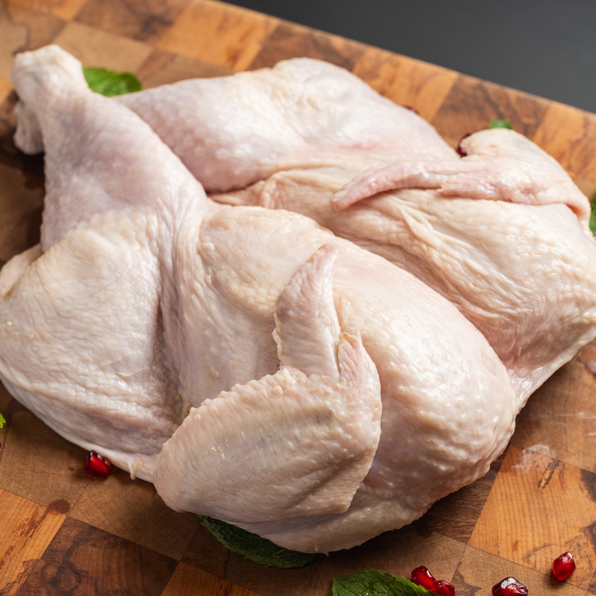 1.3 to 1.5kg butterfly chicken size 14 – NZ farmed free-range chicken available in Plain, BBQ Plum, and Smokey BBQ flavours