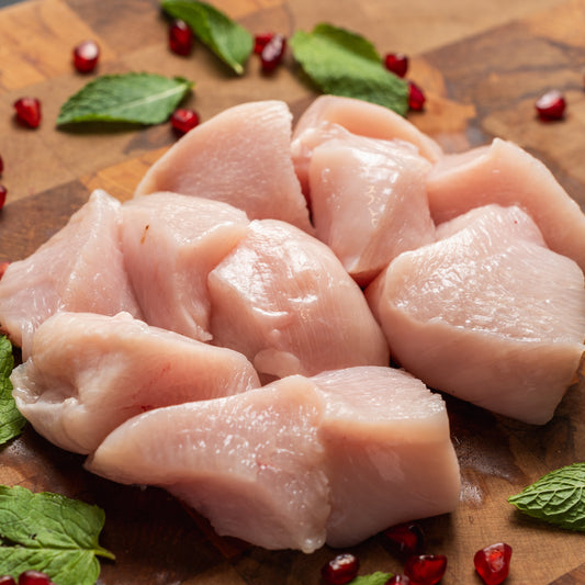 500g pack of diced chicken breast – lean, tender, free-range New Zealand chicken perfect for quick meals