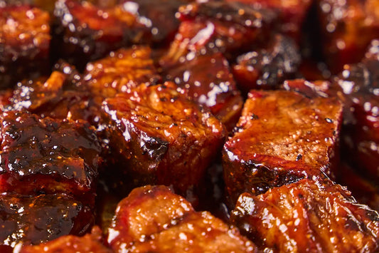 Beef brisket burnt ends with pineapple & BBQ sauce
