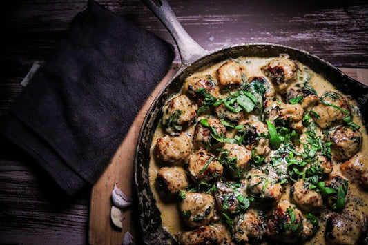 Creamy Mushroom & Spinach Meatballs