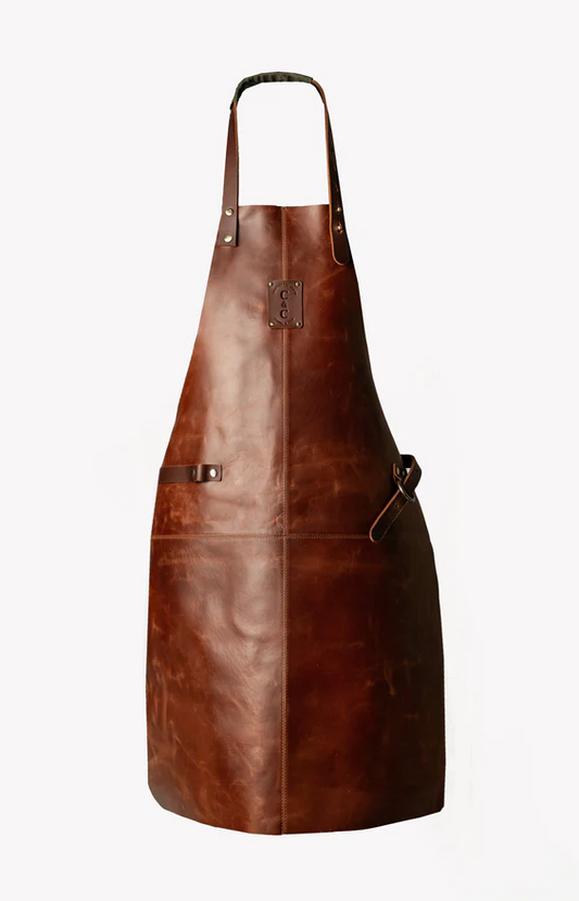 Leather Apron Plain Front - Cognac