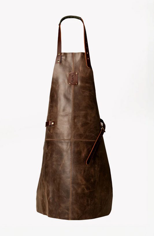 Leather Apron Plain Front - Brown