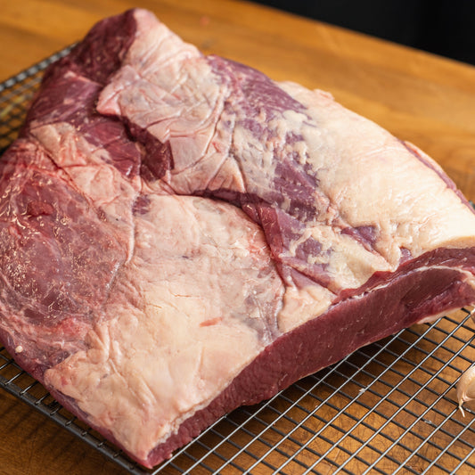 100% NZ grass-fed point end beef brisket – flavourful and tender, ideal for smoking and slow cooking

