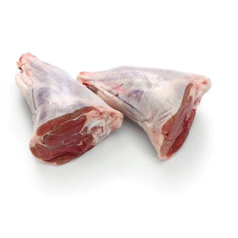 Two NZ lamb hind shanks weighing 900g to 1kg, grass-fed and perfect for slow cooking and hearty meals

