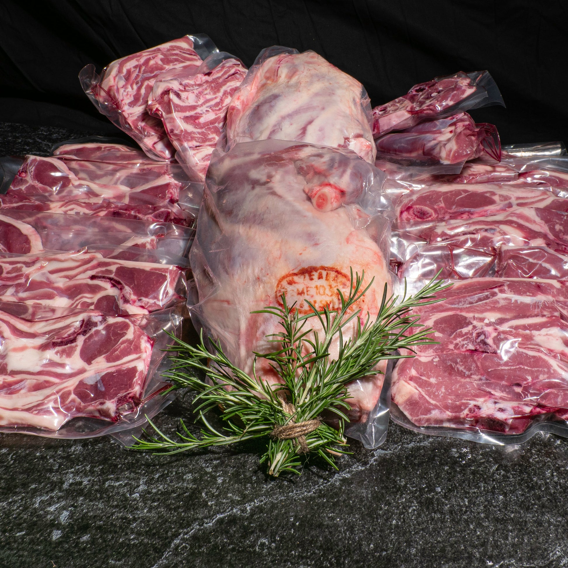 NZ whole lamb box weighing approximately 16 to 19kg, fresh New Zealand lamb cut into roast, chops, racks, and shanks, delivered fresh and labelled


