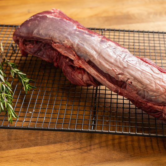 Whole NZ grass-fed beef eye fillet weighing 1.8 to 2kg – premium New Zealand beef, available whole with custom cutting options

