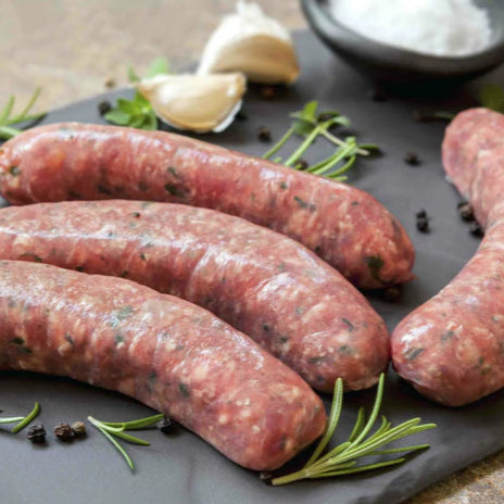 6 pack lamb herb garlic and honey sausages – fresh grass-fed NZ lamb, clover honey, herbs, and natural pork casing

